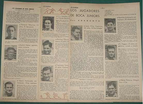 Clipping Recorte Futbol Jugadores Boca Juniors 4pgs 1934