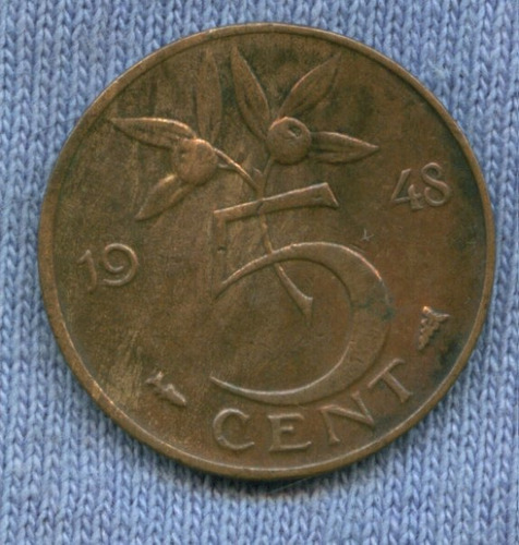 Imagen 1 de 2 de Holanda 5 Cent 1948 * Oferta !!!!! *