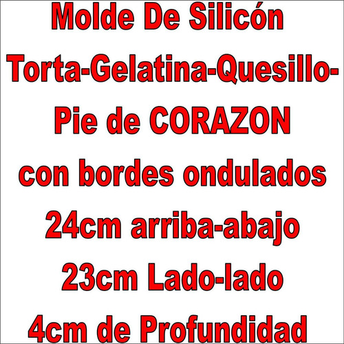 Imagen 2 de 9 de Molde Silicon Torta Gelatina Quesillo Corazon
