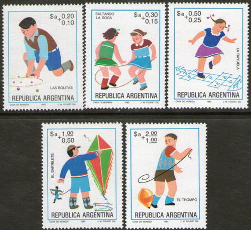 Argentina Serie X 5 Sellos Sobretasa Filatelia = Niños 1983