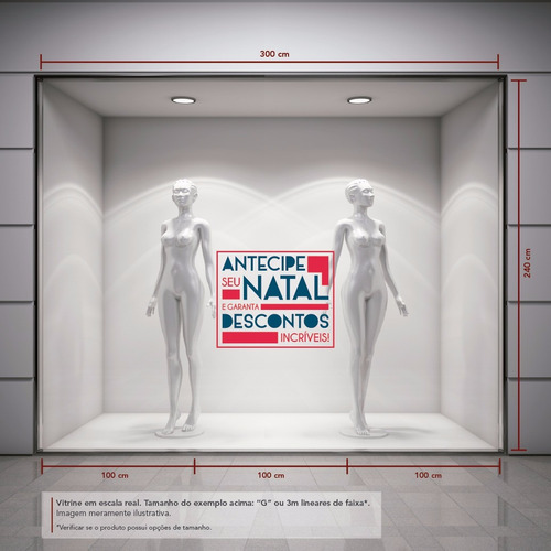Adesivo Vitrine Natal Descontos + Aplicador Grátis