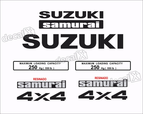 Adesivo Suzuki Samurai 4x4 Branco Kit Completo Smraib