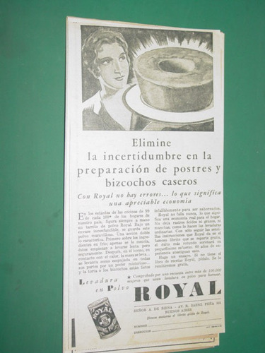 Publicidad Antigua Polvos Royal Lata Receta Postres Mod2