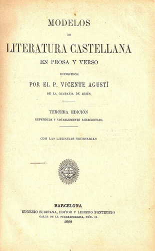 Modelos De Literatura Castellana - Vicente Agusti