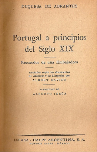 Portugal A Principio Del Siglo Xix - Duquesa De Abrantas