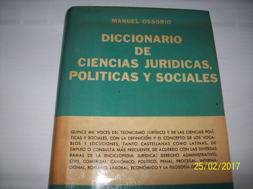Manuel Ossorio. Diccionario De Ciencias Políticas Y Sociales