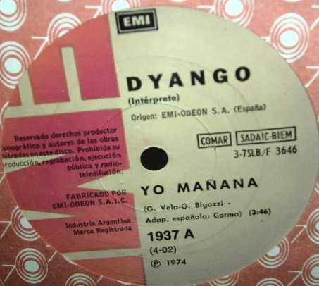 Dyango Yo Mañana / Cuando Me Duermo Simple Argentino