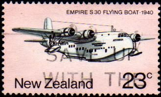 Nueva Zelanda Sello Hidroavión Empire S-30 = Avión Año 1974 