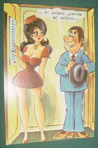 Postal Caricatura Humor Dibujos Picaresca Sexy Al Sotano