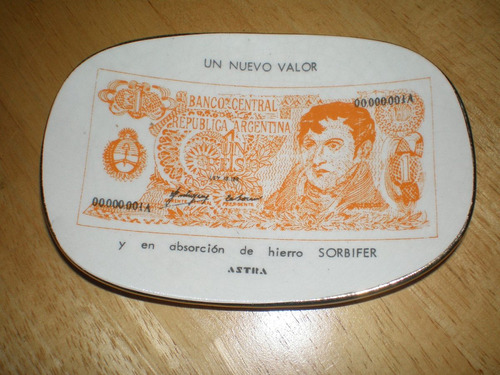 Cenicero Despojador Publicida Astra Billete 1 Peso Ley18.188