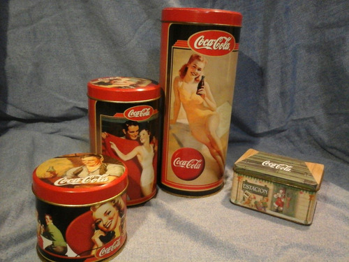 Lote 4 Antiguas Latas De Coca Cola Leer