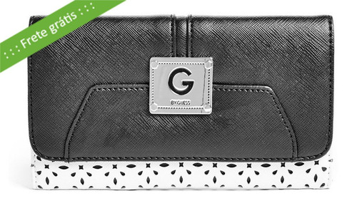 Carteira Guess Feminina Preta Saffiano Imp Original Promoção