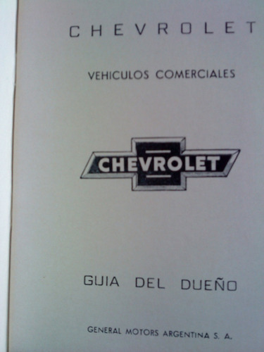 Manual 100 % Original De Propietario: Pick Up Chevrolet 1966