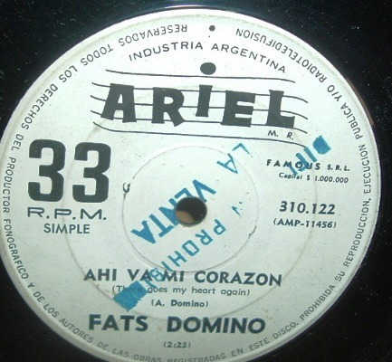Fats Domino Ahi Va Mi Corazon Simple Argentino Promo