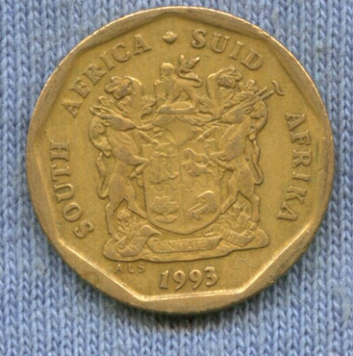 Imagen 2 de 2 de Sudafrica 20 Cents 1993 * Flores * Escudo *