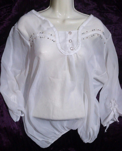 Blusa Mujer Transparente Blanca