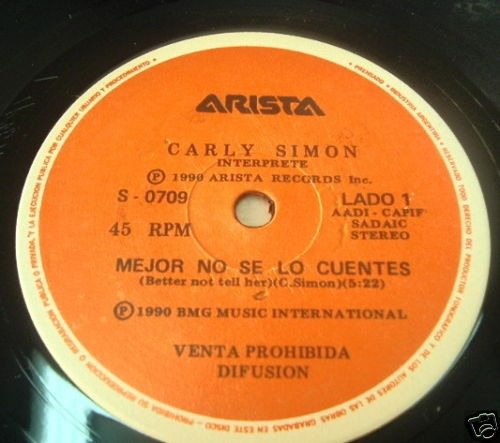 Carly Simon Mejor No Se Lo Cuentes Simple Argentino Promo