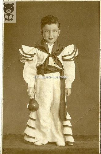 Foto Coloreada Niño Disfraz Rumbero Año 1942 Retro Antigua