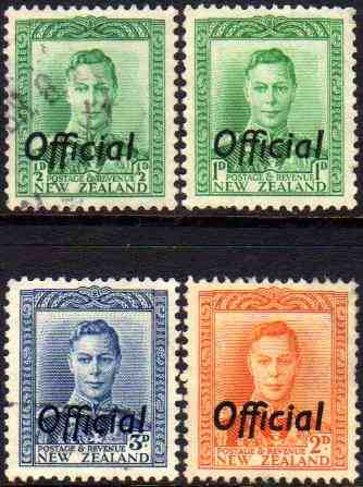 Nueva Zelanda 4 Sellos Usados Sobresellados Official 1938-46