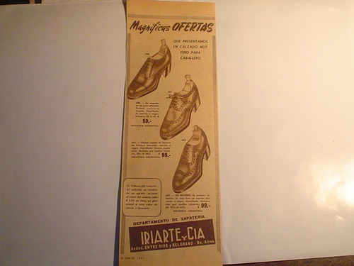 Antigua Publicidad 1951 Zapateria Iriarte Zapatos Becerro
