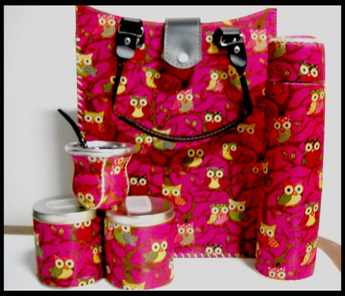 Set Matero Conjunto Bolso Termo Latas Mate Lechuza Buho