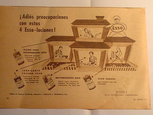 Antigua Publicidad 1951 Esso Petrolera Argentina Varsol