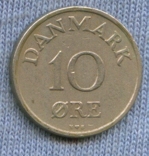 Imagen 2 de 2 de Dinamarca 10 Ore 1955 * Frederik Ix *