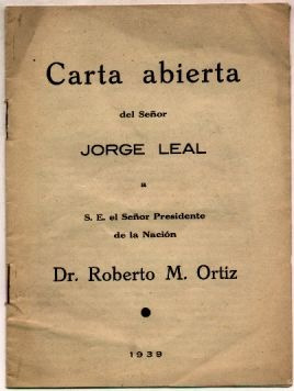 Carta Abierta Del Señor Jorge Leal A Presidente R. Ortiz