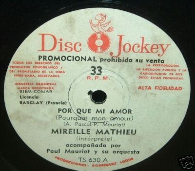 Mireille Mathieu Por Que Mi Amor Simple Argentino Promo