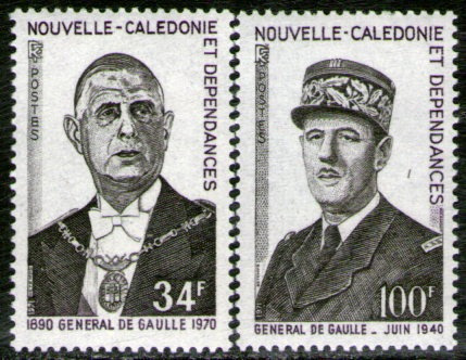 Nueva Caledonia Serie X 2 Sellos Mint Gral. De Gaulle 1971