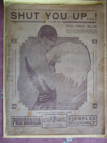 Partitura / Cállese Usted Fox Trot De Bagnati Feminis / 1929