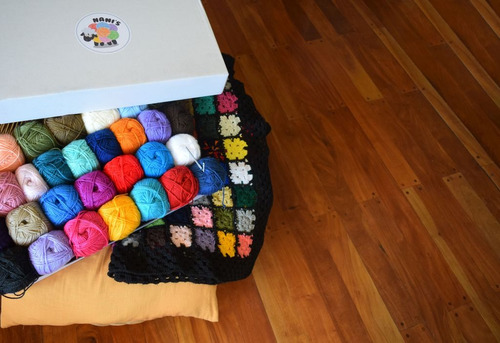 Kit Para Tejer Pie De Cama Crochet Multicolor De 1m X 2m