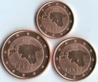 Spg Estonia 1 + 2 + 5 Eurocent 2011 ( Lote De 3 Monedas )