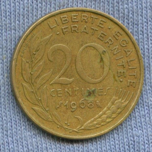 Imagen 2 de 2 de Francia 20 Centimes 1968 * Oferta !!! *