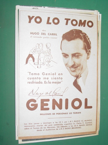 Hugo Del Carril  Publicidad Geniol Tango Radio