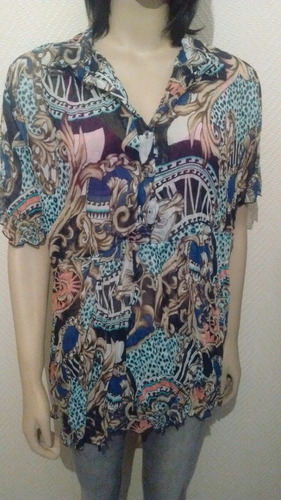Blusa Gasa Tipo Chomba Talle Especial Mangas Corta