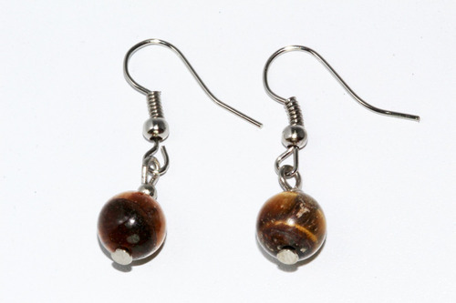 Aretes Piedra Natural Dama Mujer Ojo Tigre Mini Liso Arp49