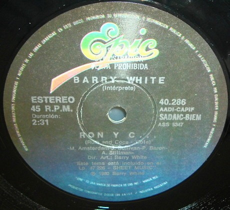 Barry White Mi Nueva Cancion / Ron Y C Simple Argentino Pro