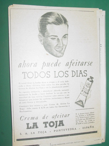 Publicidad Antigua Crema Afeitar La Toja Pontevedra España