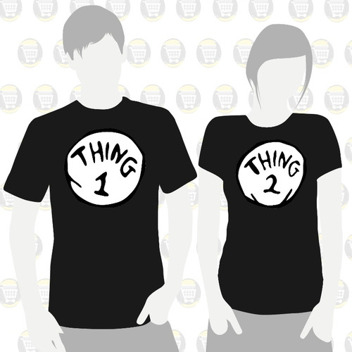 Camisetas Estampadas X2 Novios Parejas Amor Thing 1 Thing 2
