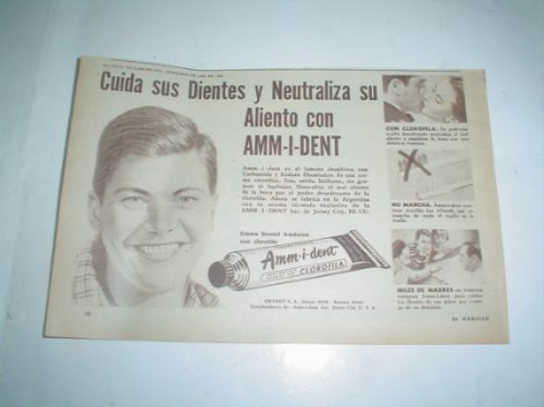 Amm-i-dent Clorofila Crema Dental 1955 Antigua Publicidad