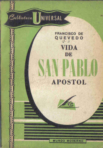Vida De San Pablo Aposto - Quevedo - Mundo Moderno