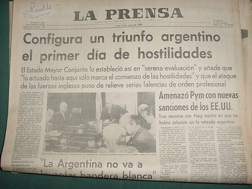 Diario Prensa Guerra Malvinas Falklands 3/5/82 Hostilidades