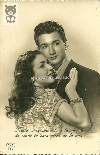 Pareja Abrazada Foto Postal Romantica 1951 Antigua Amor