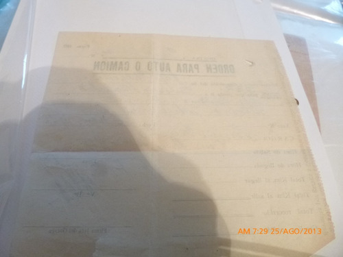 Orden Para Auto O Camion Oficina Peña Chica (Usado)
