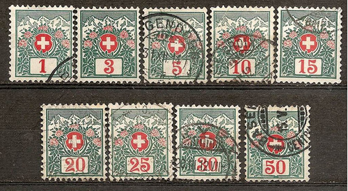 Suiza Año 1910 Serie Timbre Taxe Yv 42/50 Muy Escaso!! 