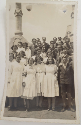 Retrato Grupal Escuela 1933 Blanco Y Negro Foto Antigua