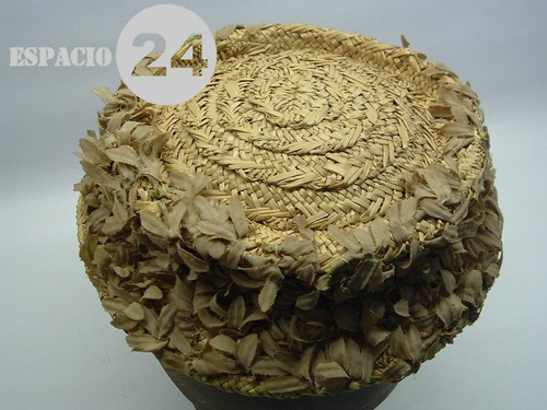 Sombrero Para Dama De Rafia Natural, Con Flores De Tela