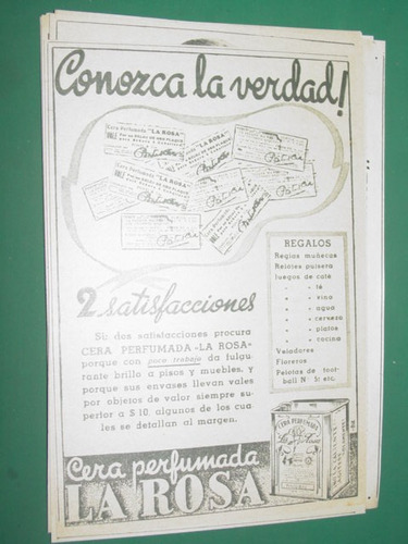 Publicidad Antigua Cera Perfumada La Rosa Lata Mod. 2