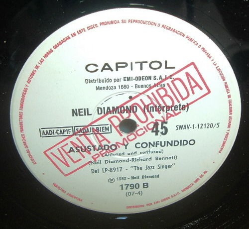 Neil Diamond Hola Otra Vez Simple Argentino Promo